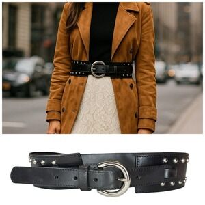 Vintage Olga Santini Wide Statement‎ Belt S Leather Corset Style Waist Cinching